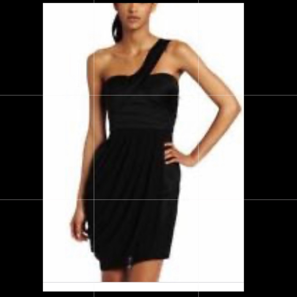 BCBG one shoulder black cocktail dress